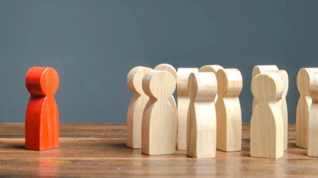 wood figure isolated from group